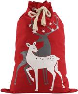 🎅 thousmoon christmas bag: red reindeer drawstring santa sack for xmas presents - large size 19"x27" - express delivery design gift bag logo