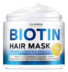 img 4 attached to Biotin & Collagen Hair Mask: Argan Oil + Keratin Conditioner for Natural Hair Growth & Repair - Deep Care for Dry, Damaged, Color Treated, Wavy & Curly Hair - Hair & Scalp Treatment for Women - 10 Oz