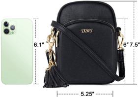 img 3 attached to Маленькая сумка через плечо TIBES для телефона: тройная молния, веганская кожаная сумка на плечо для женщин - легкая сумка и кошелек в одном.