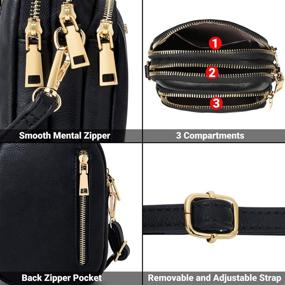 img 1 attached to TIBES Small Crossbody Phone Bag: Triple Zip Vegan Leather Shoulder Bag for Women - Lightweight Handbag & Wallet Combo