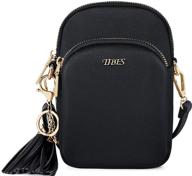 маленькая сумка через плечо tibes для телефона: тройная молния, веганская кожаная сумка на плечо для женщин - легкая сумка и кошелек в одном. логотип