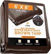 🏞️ 6x8 foot super heavy duty brown poly tarp cover - thick waterproof, uv resistant, tear and rip proof tarpaulin with grommets and reinforced edges - by xpose safety логотип