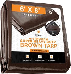 img 4 attached to 🏞️ 6x8 Foot Super Heavy Duty Brown Poly Tarp Cover - Thick Waterproof, UV Resistant, Tear and Rip Proof Tarpaulin with Grommets and Reinforced Edges - by Xpose Safety