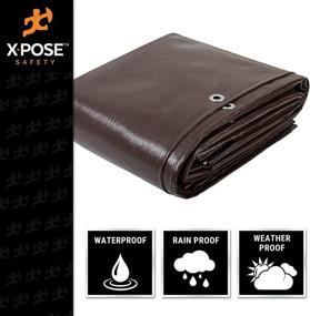 img 3 attached to 🏞️ 6x8 Foot Super Heavy Duty Brown Poly Tarp Cover - Thick Waterproof, UV Resistant, Tear and Rip Proof Tarpaulin with Grommets and Reinforced Edges - by Xpose Safety