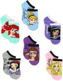 img 4 attached to 👑 Disney Princess Girls 6 pack Socks (Shoe: 10-4 (Sock: 6-8), Princess Names No Show) - Cute and Comfortable Socks for Little Princesses!