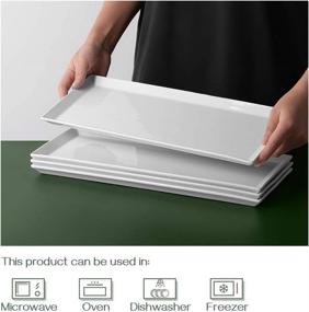 img 1 attached to 🍽️ DOWAN 14.5 Inch Porcelain Platters: Sleek Rectangular Design for Stylish Serving