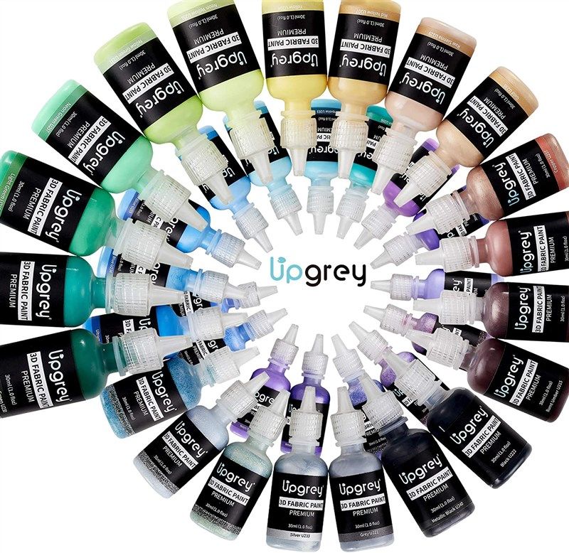 UPGREY Fabric Paint Set for Clothes, Shoe Paint, 40 Colors (30ml Bottles)  Permanent Textile Puffy Paints with Glitter, Neon, Glow in the Dark