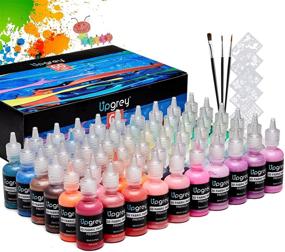 img 4 attached to 🎨 UPGREY 60-Color 3D Fabric Paint Set (30ml Bottles) - Permanent Textile Puffy Paints with Classic, Metallic, Glitter, Neon, Glow in the Dark Effects for T-Shirt, Canvas - Includes 3 Brushes and 5 Stencils
