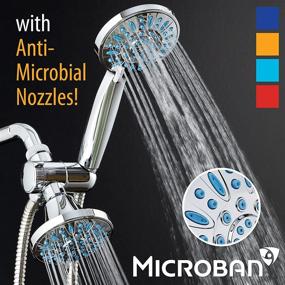 img 1 attached to 🚿 AquaDance High-Pressure 30-Setting Combo Microban Nozzle with Anti-Clog & Antimicrobial Protection against Mold, Mildew, & Bacteria for a Powerful Shower Experience – Aqua, Chrome/Wave Blue Jets