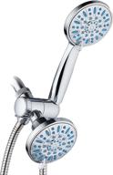 🚿 aquadance high-pressure 30-setting combo microban nozzle with anti-clog & antimicrobial protection against mold, mildew, & bacteria for a powerful shower experience – aqua, chrome/wave blue jets logo