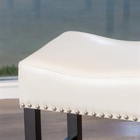 img 2 attached to 🪑 Top-Selling Set of 2 Lennox Backless Leather Bar Stools in White - Enhance SEO