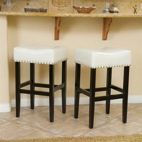 img 4 attached to 🪑 Top-Selling Set of 2 Lennox Backless Leather Bar Stools in White - Enhance SEO