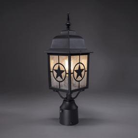 img 1 attached to 🌟 CORAMDEO Country Star Outdoor Dusk to Dawn Farmhouse Post Light with E26 Standard Socket in Black Powder Coat Cast Aluminum - Suitable for Wet Location and Gates, Entries, More