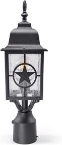 img 3 attached to 🌟 CORAMDEO Country Star Outdoor Dusk to Dawn Farmhouse Post Light with E26 Standard Socket in Black Powder Coat Cast Aluminum - Suitable for Wet Location and Gates, Entries, More