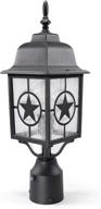 🌟 coramdeo country star outdoor dusk to dawn farmhouse post light with e26 standard socket in black powder coat cast aluminum - suitable for wet location and gates, entries, more логотип