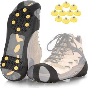 img 4 attached to 🥾 ZOMAKE Ice Cleats for Shoes and Boots – Traction Crampons Snow Grips for Walking on Ice, Men Women Anti-Slip 10 Spikes Cleat with Extra 10 Studs