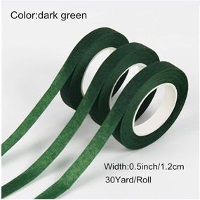 img 3 attached to 🌿 Floral Tapes for Bouquet Stem Wrap - Set of 4, Dark Green, 1/2 Inch x 30 Yards