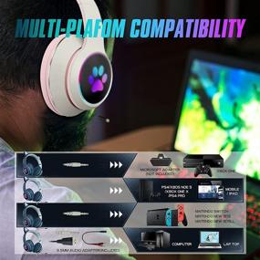 img 3 attached to 🎧 Mokata Gaming Headphones Wired 3.5mm Over Ear Cat LED Light Volume Limit 110-85 dB for Kids & Adults, Foldable Stereo Headset with Mic for PC TV PS4 Game Cellphone Laptop Pad, Beige White (Model H02)