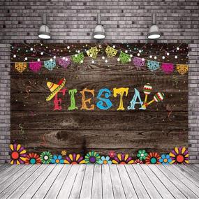 img 1 attached to 🎉 Mocsicka Vintage Wood Mexican Fiesta Backdrop - 7x5ft Vinyl Background for Fiesta Party, Sprinkles Banner with Bright Lights Fiesta Party Backdrops - Perfect Studio Props
