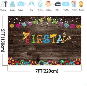 img 2 attached to 🎉 Mocsicka Vintage Wood Mexican Fiesta Backdrop - 7x5ft Vinyl Background for Fiesta Party, Sprinkles Banner with Bright Lights Fiesta Party Backdrops - Perfect Studio Props