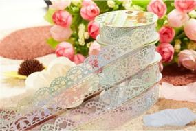 img 1 attached to 🎀 AKOAK 6 Rolls Bud Silk Stationery Stickers: Glittery Hollow Out Lace Tape for Colorful Decoration, Masking Tape for DIY Sticker Scrapbooking Tools