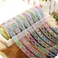 🎀 akoak 6 rolls bud silk stationery stickers: glittery hollow out lace tape for colorful decoration, masking tape for diy sticker scrapbooking tools logo