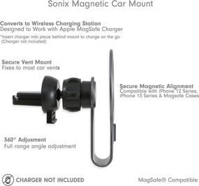 img 3 attached to 📱 Sonix Magnetic Phone Car Mount for iPhone 13 and iPhone 12 Series - Graphite, Compatible with MagSafe Cases, MagSafe Wireless Charger, and Hands-Free Vent Clip