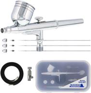 🎨 master performance g222 pro set master airbrush: dual-action gravity feed with 3 nozzle sets, air hose, and 1/3 oz cup - ideal for spray art, auto, and cake decorating logo