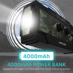 img 2 attached to FosPower A3 4000mAh Экстренное погодное радио - Портативная батарея с солнечной зарядкой, ручной кривой и работает от батареи, сигнализация SOS, настройка датчика движения, AM/FM и фонарик - Камуфляжный