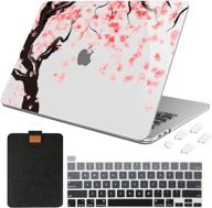 maittao macbook pro 13 inch case 2020 release m1 a2338 a2289 a2251, full-body protective plastic hard shell case + laptop sleeve bag + keyboard cover + dust plug, cherry blossoms logo