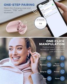 img 2 attached to 🎧 Наушники Beben IPX7 водонепроницаемые Bluetooth с 30 часами воспроизведения, сенсорное управление и микрофон - спортивные, розовые