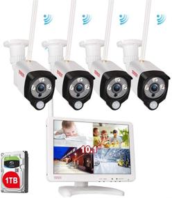 img 4 attached to 📷 Tonton Expandable Wireless All-in-One Full HD 1080P Security Camera System with 2 Way Audio and 11 Inch Monitor - Plug and Play, 4CH WiFi NVR with 1TB HDD, 4PCS 2MP Outdoor Bullet IP Cameras with PIR Sensor