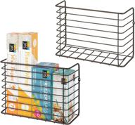 🔗 mdesign farmhouse metal wire wall & cabinet door mount kitchen storage organizer basket rack - 2 pack - bronze: efficient storage solution for kitchen, pantry, and under sink logo