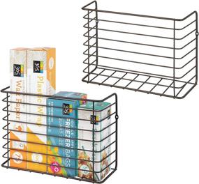 img 4 attached to 🔗 mDesign Farmhouse Metal Wire Wall & Cabinet Door Mount Kitchen Storage Organizer Basket Rack - 2 Pack - Bronze: Efficient Storage Solution for Kitchen, Pantry, and Under Sink