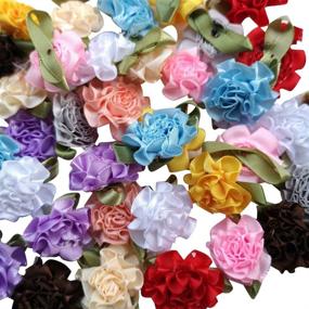 img 4 attached to 🎀 Chenkou Craft 40pcs Ribbon Flower Bows Carnation Appliques - Multi-Pack for Sewing Crafts