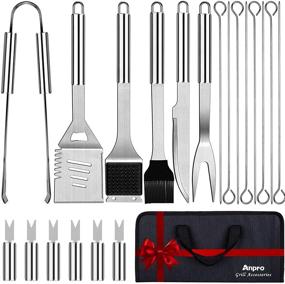 img 4 attached to Anpro Grilling Accessories Grill Kit- Complete BBQ Tool Set for Father's Day, Smoker, Camping, Kitchen - 21 Pieces