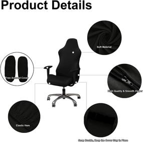 img 2 attached to 🎮 WOMACO Gaming Chair Slipcover - Stretchable Seat Cover for Leather Computer Reclining Racing Game Chairs - Ruffled Gamer Chair Protector - One-Size - Black