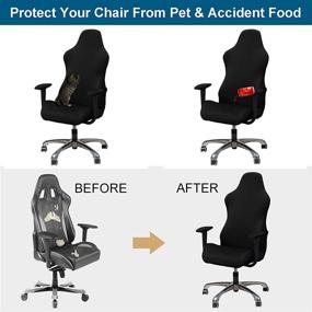 img 1 attached to 🎮 WOMACO Gaming Chair Slipcover - Stretchable Seat Cover for Leather Computer Reclining Racing Game Chairs - Ruffled Gamer Chair Protector - One-Size - Black