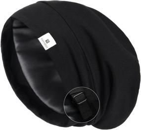 img 4 attached to YANIBEST Silk Satin Bonnet Ночная Шапочка для Волос – Регулируемая Шелковая Шапка с Шелковой Подкладкой для Усиления Ухода за Волосами и Комфорта