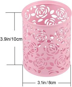 img 3 attached to 🌺 Coolrunner Metal Rose Flower Hollow Organizer: Perfect Pink Pen Pencil Pot & Makeup Brushes Holder