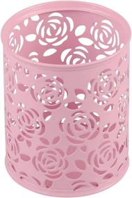 img 4 attached to 🌺 Coolrunner Metal Rose Flower Hollow Organizer: Perfect Pink Pen Pencil Pot & Makeup Brushes Holder