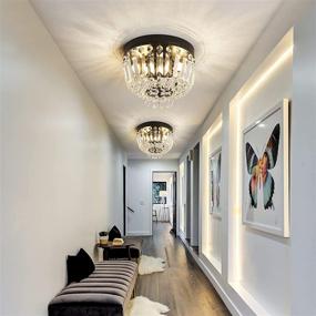 img 3 attached to 💡 CVKASH Black Modern Semi Flush Mount Chandelier, 2-Light Crystal Ceiling Light Fixture for Hallway, Bedroom, Dining Room, Entryway, Bathroom - Enhanced Ceiling Lighting