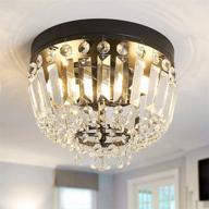 💡 cvkash black modern semi flush mount chandelier, 2-light crystal ceiling light fixture for hallway, bedroom, dining room, entryway, bathroom - enhanced ceiling lighting logo