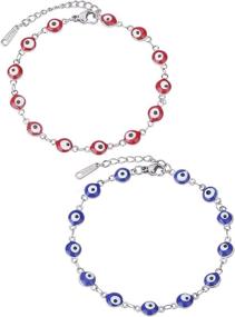 img 4 attached to 👁️ CEYIYA 2PCS Evil Eye Bracelets: Perfect Best Friend Bracelets for Girls, Sisters, or Kids - Ideal BBF Bracelet for Him or Her