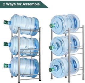 img 2 attached to 🚰 Silver 3-Tier Water Jug Rack - Water Bottle Holder & Organizer for 5 Gallon Bottles