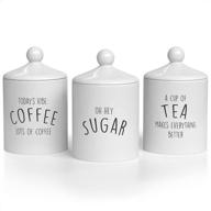 barnyard designs airtight ceramic kitchen canister set with lid - decorative storage containers for coffee, sugar, and tea - rustic farmhouse ivory decor - 3-piece canister set for kitchen counter логотип