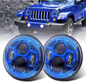 img 4 attached to DOT 7 Inch Round LED Headlights Compatible With Jeep Wrangler JK TJ LJ CJ Hummber H1 H2 (Blue)