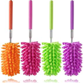 img 4 attached to 🧹 Hand Washable Microfiber Feather Duster with Extendable Pole and Detachable Cleaning Brush Tool – Ideal for Office, Car, Window, Furniture, Ceiling Fan
