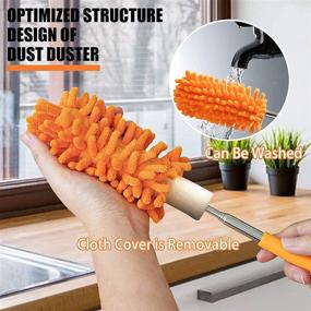 img 3 attached to 🧹 Hand Washable Microfiber Feather Duster with Extendable Pole and Detachable Cleaning Brush Tool – Ideal for Office, Car, Window, Furniture, Ceiling Fan