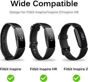 img 3 attached to Miimall Совместимые браслеты Fitbit Inspire / Inspire 2 / Inspire HR для женщин и девочек, эластичные повязки с узорами-сборками для Fitbit Inspire / Inspire 2 / Inspire HR (черный цветок)